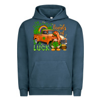 Pigment Midnight Navy St. Patrick's Loads of luck with gnome Urban Hoodie - HowdyJamesFarm