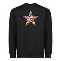 Black American Flag Star Heavyweight Sweatshirt - LillyAllenDesigns