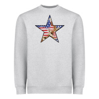 Heather Grey American Flag Star Heavyweight Sweatshirt - LillyAllenDesigns