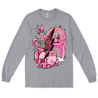 Heather Grey pink vibes Long Sleeve Tee - MaliasSmallBusiness