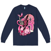 Navy pink vibes Long Sleeve Tee - MaliasSmallBusiness