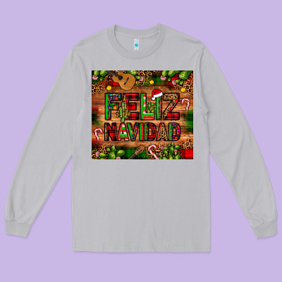 Feliz Navidad Christmas Cactus Leopard Long Sleeve Tee Designed By Jahusdesignshop