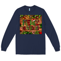 Navy feliz navidad Christmas cactus leopard Long Sleeve Tee - JahusDesignShop