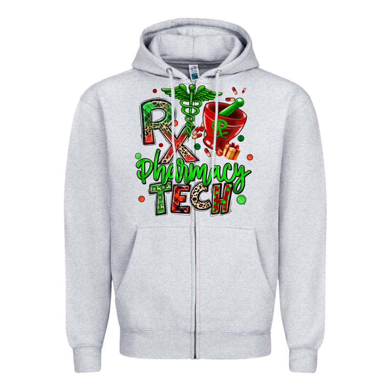 Christmas Rx Pharmacy Tech Zipper Hoodie by MaliasSmallBusiness | Teevron