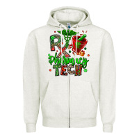 Oatmeal Heather christmas rx pharmacy tech Zipper Hoodie - MaliasSmallBusiness