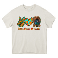 Cream peace love thankful Heavy Core Tee - RanaPortraitStore