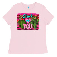 Bubblegum Pink stuck on you cactus Ladies Tee - RanaPortraitStore