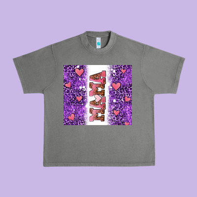 Purple Leopard Pink Mama Hearts Urban Heavy Tee Designed By Adodesignshop