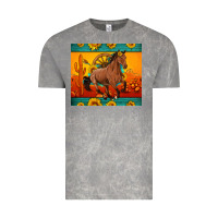 Cloud Rock western sunset galloping horse sunflower Vintage Tee - Artiststas