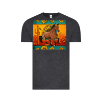 Vintage Black western sunset galloping horse sunflower Vintage Tee - Artiststas