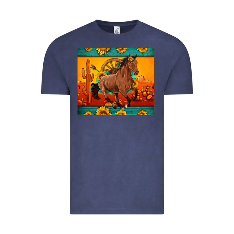 Western Sunset Galloping Horse Sunflower Vintage Tee by Artiststas | Teevron