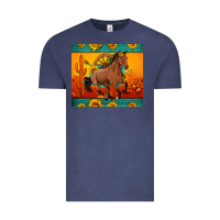 Vintage Denim western sunset galloping horse sunflower Vintage Tee - Artiststas