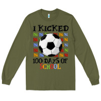 Army Green i kicked 100 days of school Long Sleeve Tee - MaliasSmallBusiness