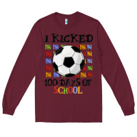 Burgundy i kicked 100 days of school Long Sleeve Tee - MaliasSmallBusiness