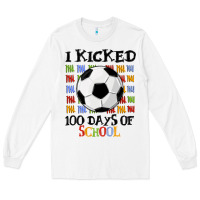 White i kicked 100 days of school Long Sleeve Tee - MaliasSmallBusiness