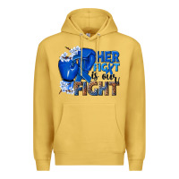 Antique Gold Her fight is our fight Colon Cancer blue ribbon Premium Hoodie - NancyCooperArtShop