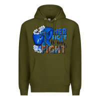 Army Green Her fight is our fight Colon Cancer blue ribbon Premium Hoodie - NancyCooperArtShop