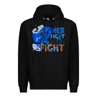 Black Her fight is our fight Colon Cancer blue ribbon Premium Hoodie - NancyCooperArtShop