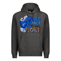 Charcoal Heather Her fight is our fight Colon Cancer blue ribbon Premium Hoodie - NancyCooperArtShop
