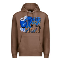 Chestnut Her fight is our fight Colon Cancer blue ribbon Premium Hoodie - NancyCooperArtShop