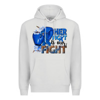Dove Grey Her fight is our fight Colon Cancer blue ribbon Premium Hoodie - NancyCooperArtShop
