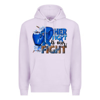 Lilac Her fight is our fight Colon Cancer blue ribbon Premium Hoodie - NancyCooperArtShop