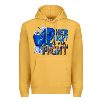 Mustard Her fight is our fight Colon Cancer blue ribbon Premium Hoodie - NancyCooperArtShop