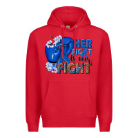 Red Her fight is our fight Colon Cancer blue ribbon Premium Hoodie - NancyCooperArtShop