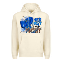 Sandshell Her fight is our fight Colon Cancer blue ribbon Premium Hoodie - NancyCooperArtShop