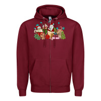 Burgundy santa coffee Zipper Hoodie - MaliasSmallBusiness