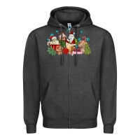 Charcoal Heather santa coffee Zipper Hoodie - MaliasSmallBusiness