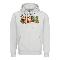 Dove Grey santa coffee Zipper Hoodie - MaliasSmallBusiness