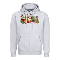 Heather Grey santa coffee Zipper Hoodie - MaliasSmallBusiness