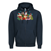 Navy santa coffee Zipper Hoodie - MaliasSmallBusiness