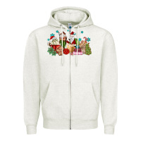 Oatmeal Heather santa coffee Zipper Hoodie - MaliasSmallBusiness