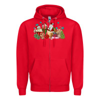Red santa coffee Zipper Hoodie - MaliasSmallBusiness