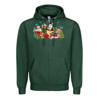 Sports Green santa coffee Zipper Hoodie - MaliasSmallBusiness