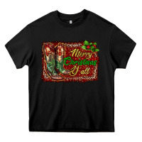 Black merry christmas y'all boots Heavy Core Tee - RanaPortraitStore