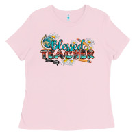 Bubblegum Pink blessed teacher Ladies Tee - texasbilliewilder