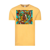 Vintage Mustard sunflowers and cactus horses turquoise aztec leopard background Vintage Tee - Artiststas