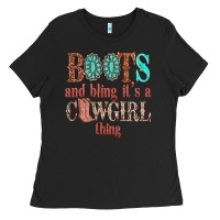 Black boots and bling its a cowgirl thing Ladies Tee - texasbilliewilder