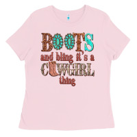Boots And Bling Its A Cowgirl Thing Ladies Tee | Teevron