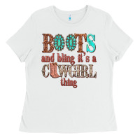 White boots and bling its a cowgirl thing Ladies Tee - texasbilliewilder