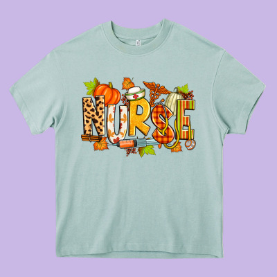 Fall Nurse Heavy Core Tee Designed By Zillion Design Studio