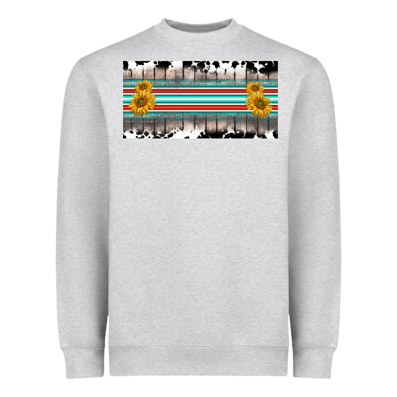 Western Cowhide Serape Sunflower Mama License Plate Heavyweight Sweatshirt by BarkalooDesign | Teevron