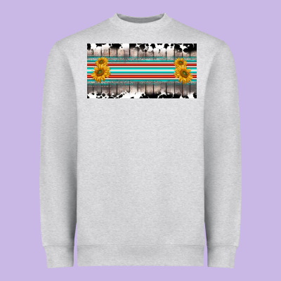 Western Cowhide Serape Sunflower Mama License Plate Heavyweight Sweatshirt Designed By Barkaloodesign