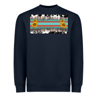 Navy western cowhide serape sunflower mama license plate Heavyweight Sweatshirt - BarkalooDesign