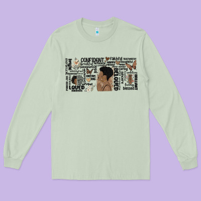 Black Woman Confident Long Sleeve Tee Designed By Maliassmallbusiness