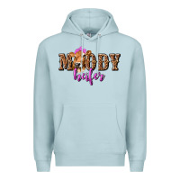 Blue Mist Moody Heifer with Leopard Premium Hoodie - texasbilliewilder