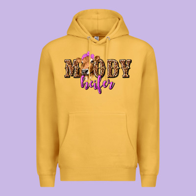 Moody Heifer With Leopard Premium Hoodie Designed By Texasbilliewilder
